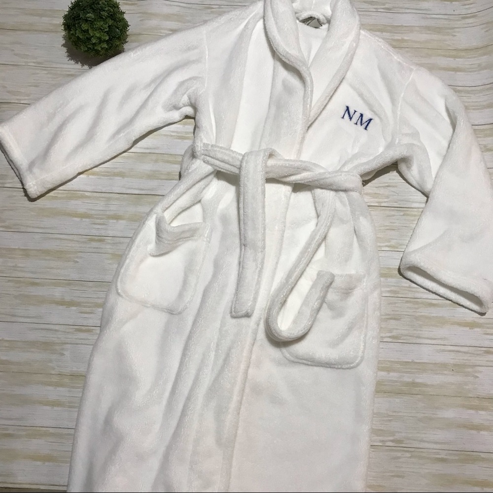Pottery Barn White Soft Plush Fluffy Full Length Bath Robe Size Large